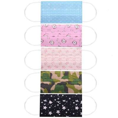 50 PCS Disposable Face Mask Printed Earloop Dust Mask Cute Mouth Cover Mask for Adults